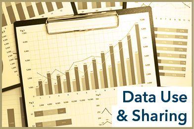 Data use and sharing text overlaid atop graphs and charts on clipboards