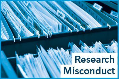 Research misconduct files in a filing cabinet